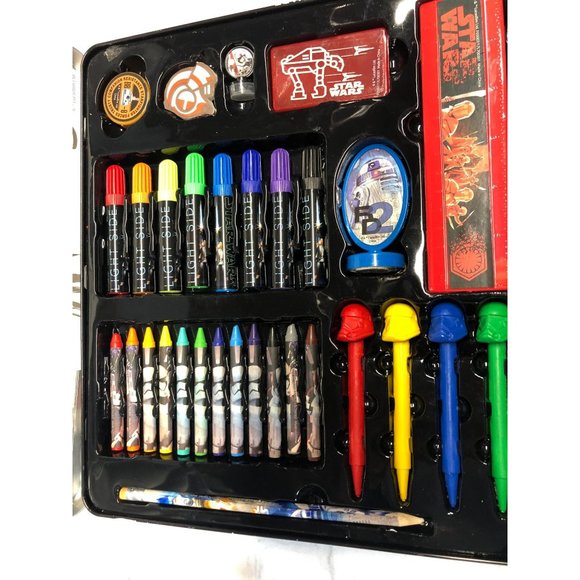 Star Wars Art Set Tin Case with Pens Stamps Stickers Crayons and more - Picture 3 of 6